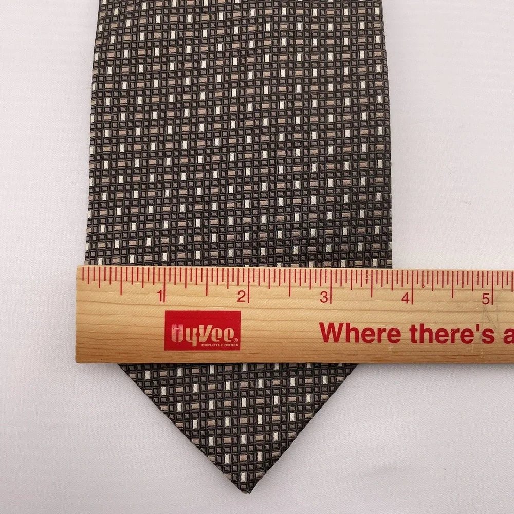 PRONTO UOMO Men's Silk Necktie‎ Designer Brown Geometric Handmade 59